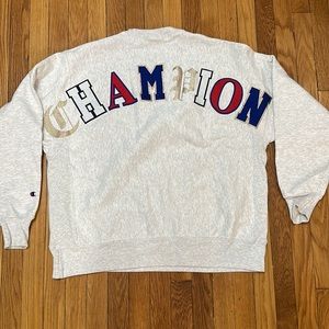 Champion Reverse Weave Crewneck Sweatshirt. Spell out